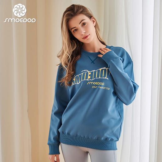 水沐伊朵2021秋冬新款卫衣女圆领宽松罗纹松紧口长袖上衣5683 商品图4