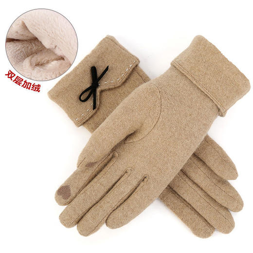 （11.11）TZW-新款蝴蝶结加绒加厚羊毛手套女 商品图11