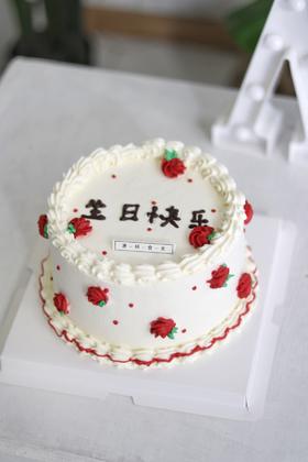 【生日蛋糕】手绘玫瑰款