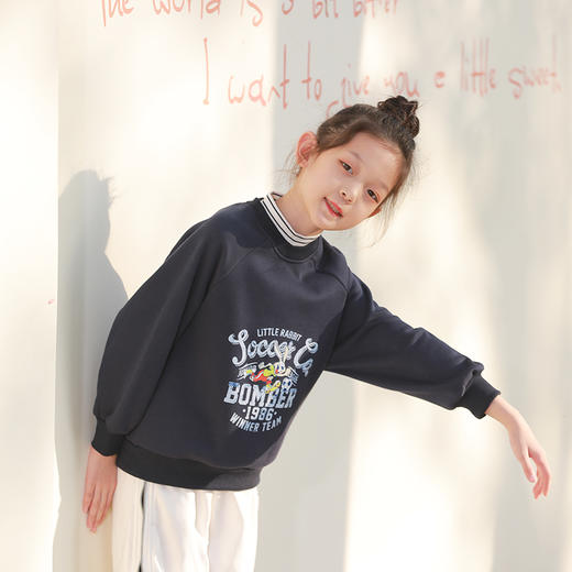 反季清仓！龙之涵 亲子款半高领印花加绒卫衣 中大童保暖上衣 精美印花 A类标准 商品图12