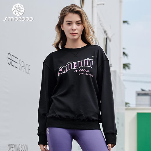 水沐伊朵2021秋冬新款卫衣女圆领宽松罗纹松紧口长袖上衣5683 商品图3