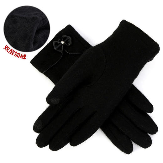 （11.11）TZW-新款蝴蝶结加绒加厚羊毛手套女 商品图7