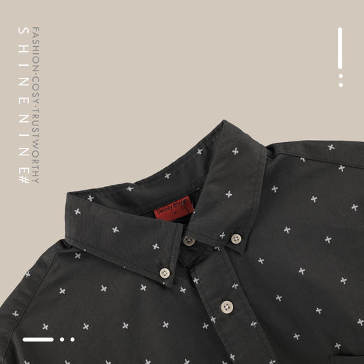 B11932139十字星星装饰长袖衬衫 商品图1