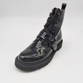 LFGJ 10802 真皮水钻皮带扣漆皮小短靴