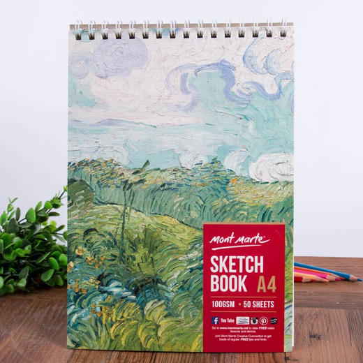 蒙玛特素描本MSB0085F绿色田野速写本50页彩铅空白绘画本 商品图0