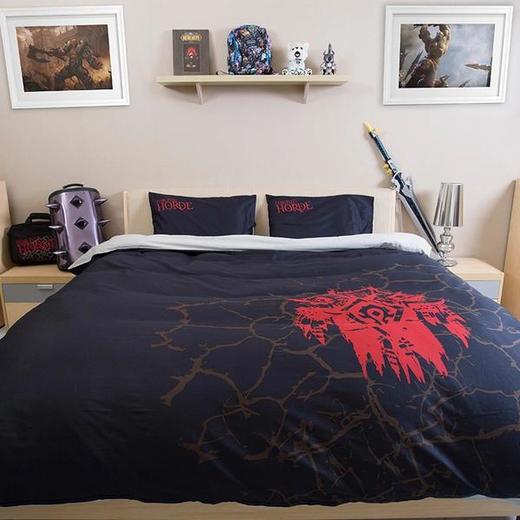 床上四件套 红黑 部落 魔兽世界 商品图0