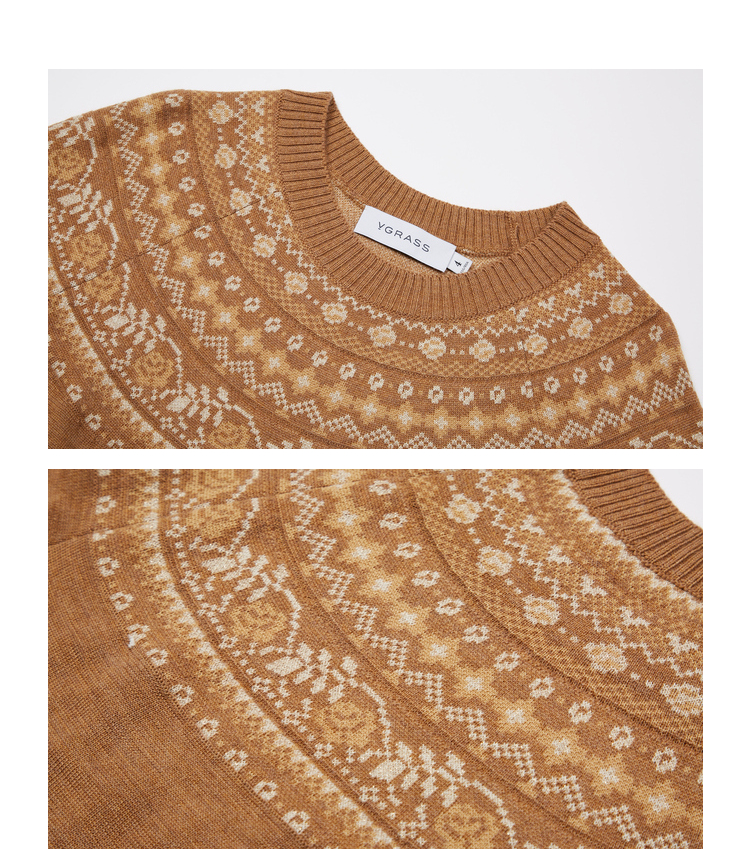 vgrass维格娜丝 冬季新款费尔岛提花针织衫