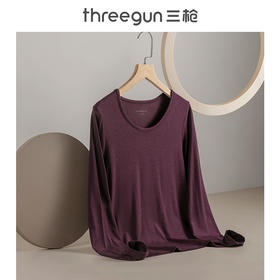 Threegun三枪 【轻薄德绒】圆领女士长袖上衣打底衫-23434A1W1