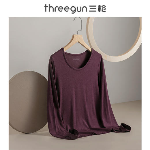 Threegun三枪 【轻薄德绒】圆领女士长袖上衣打底衫-23434A1W1 商品图0
