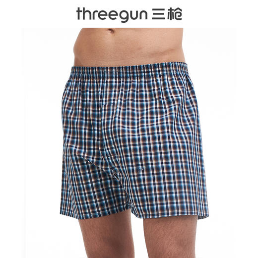 Threegun三枪 【纯棉色织】男士阿罗裤家居短裤四角平角内裤（1条装）-50588B131 商品图1
