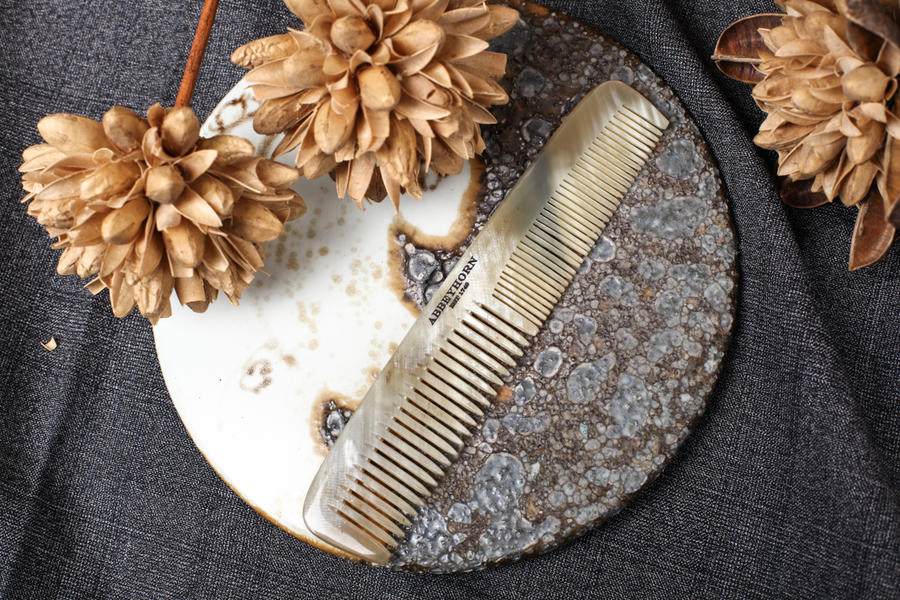 abbeyhorn 双齿天然牛角梳