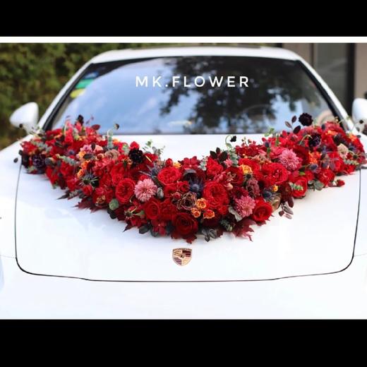 传统中国红大气v型花车 花非花