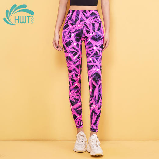 《惊爆618 不退换》HWT 台湾进口加厚棉感面料花型九分户外运动瑜伽裤紧身裤 商品图5