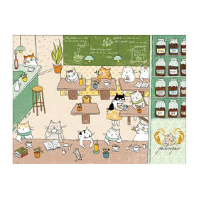 【折扣商品 不退不换】1200片 平面拼图 塑料拼图 H2242 猫小姐-哲学猫咖啡馆