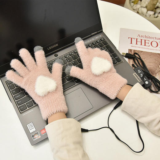 暖轰轰智能可调温USB暖手套USB电加热毛绒冬季保暖手套女拆洗暖手宝 商品图2