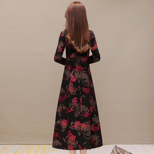 WH-新款加绒加厚网纱拼结连衣裙 商品图2