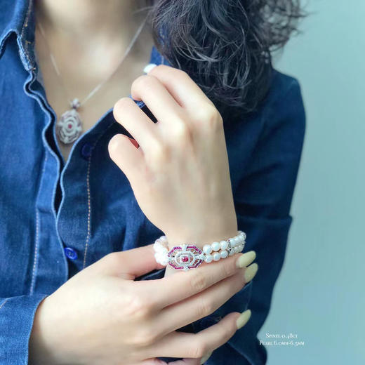 绝地武士尖晶石红宝石珍珠手链 商品图1