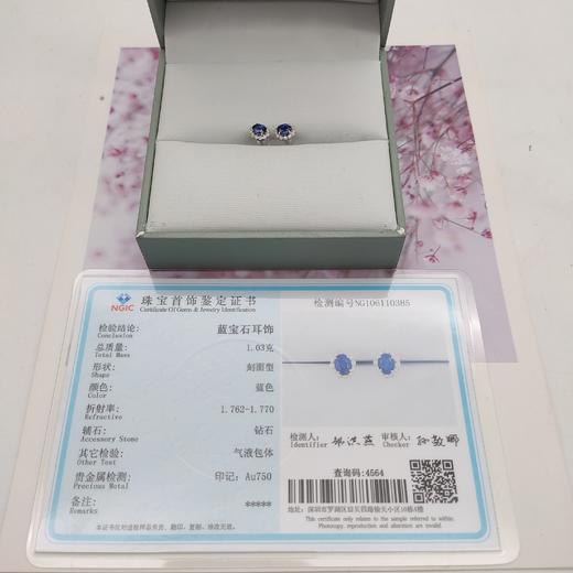 18K镶嵌蓝宝石耳钉 商品图5
