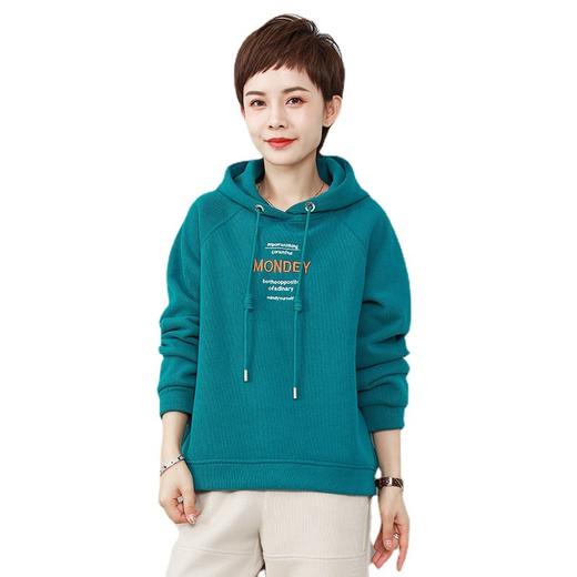 SXSL-60119 时尚气质休闲连帽长袖加绒刺绣卫衣裤子两件套 商品图4