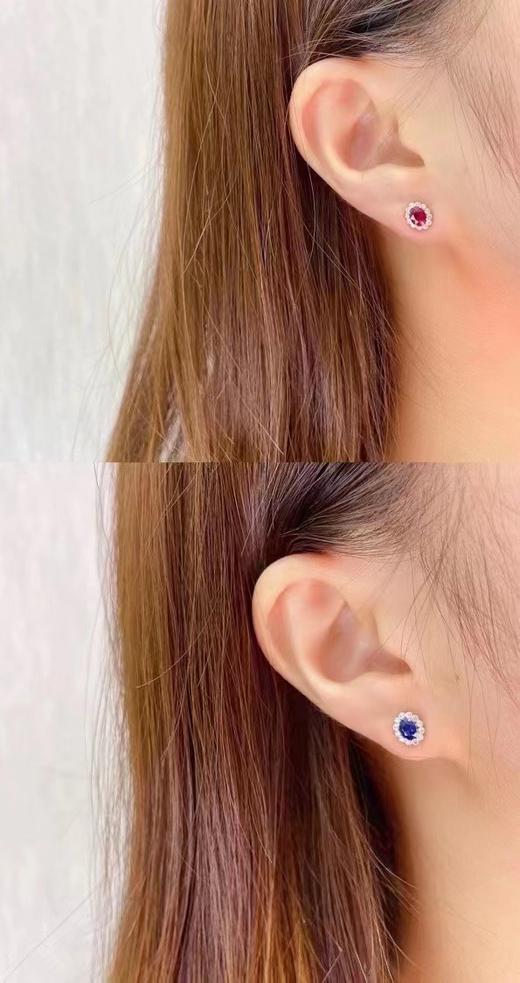 18K镶嵌蓝宝石耳钉 商品图2