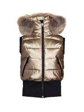 Goldbergh - SHINE body warmer real fur- gold - 戈德堡 - 羽绒背心 - 金色