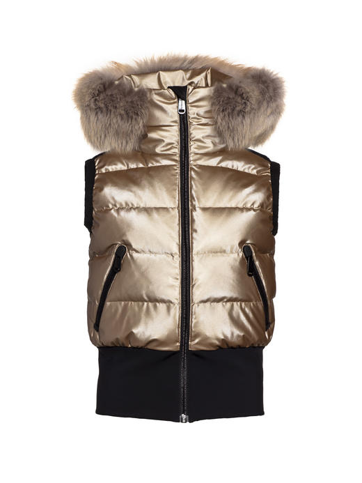 Goldbergh - SHINE body warmer real fur- gold - 戈德堡 - 羽绒背心 - 金色 商品图0