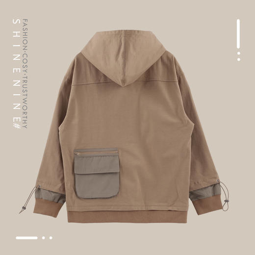 B98926413抽绳拼接套头帽衫卫衣 商品图3