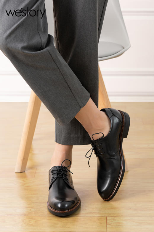 westory2021秋冬新款休闲男士皮鞋商务正装复古英伦风西装单鞋W12AW71831 商品图3