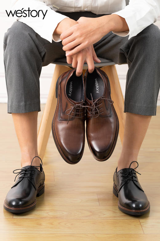 westory2021秋冬新款休闲男士皮鞋商务正装复古英伦风西装单鞋W12AW71831 商品图2