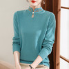 SC- U1718 秋冬羊毛衫上衣女2021新款半高立领纯色绣花长袖针织打底衫羊毛衣 商品缩略图0