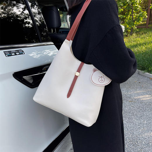 手提包腋下包女大容量2021新款早秋款拼接简约洋气时尚通勤托特学生包 商品图2