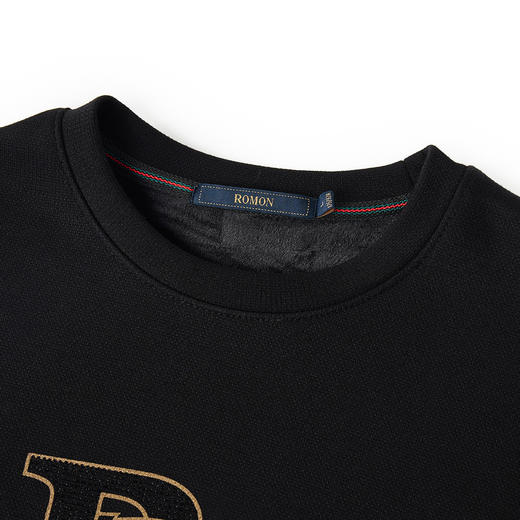 【加绒加厚】罗蒙秋冬男装保暖卫衣男休闲百搭字母印花学院风套头T恤 商品图6