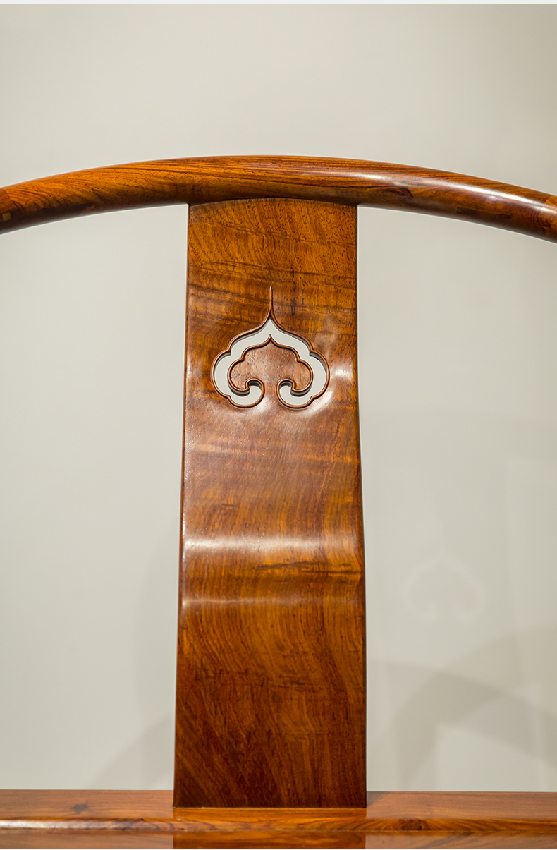 红木如意云纹圈椅成套(两椅一几)