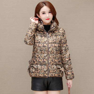 WE- FL-2167M 加厚保暖立领印花白鸭绒羽绒服女短款2021冬装新款修身气质小外套 商品图0