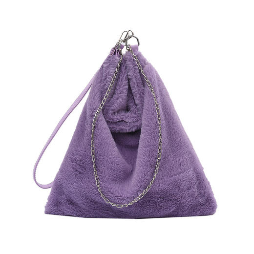 秋冬季新款毛毛包女2021洋气糖果色毛绒链条单肩包休闲时尚腋下包 商品图4