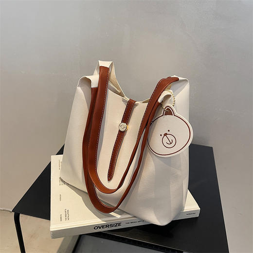 手提包腋下包女大容量2021新款早秋款拼接简约洋气时尚通勤托特学生包 商品图0