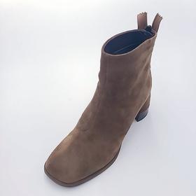 LFGJ 6607 方头翻毛皮粗跟鞋