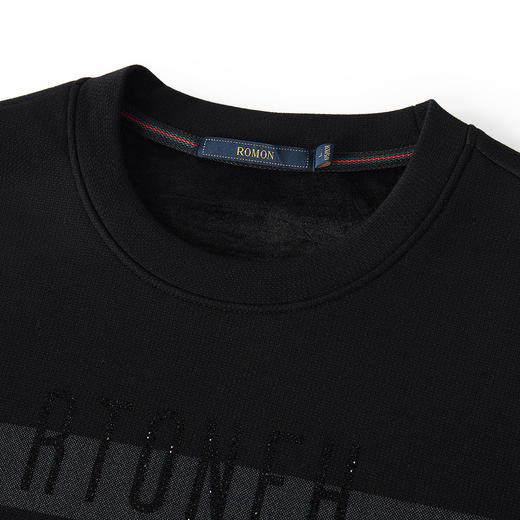 【加绒保暖】罗蒙秋冬男装保暖卫衣男时尚休闲字母印花学院风套头T恤 商品图6