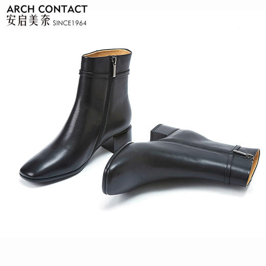【活动价】ARCHCONTACT安启美奈英伦风方头中跟百搭女靴52170 商品图4