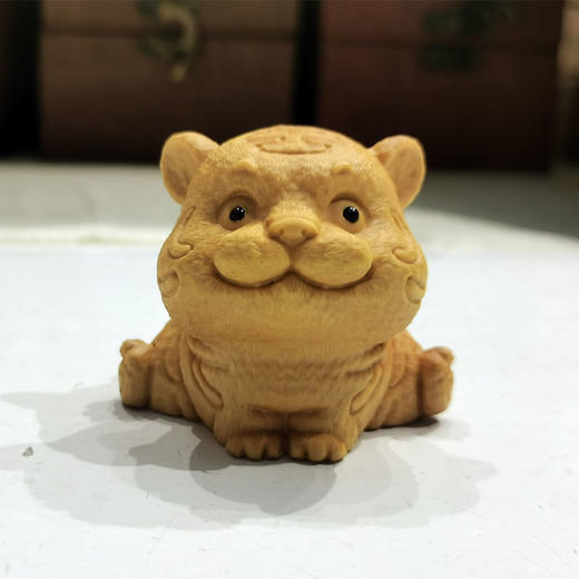 开心萌虎°黄杨木小摆件 商品图1