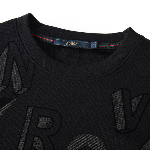 罗蒙秋冬保暖圆领百搭字母加绒卫衣男卫衣男 商品图6