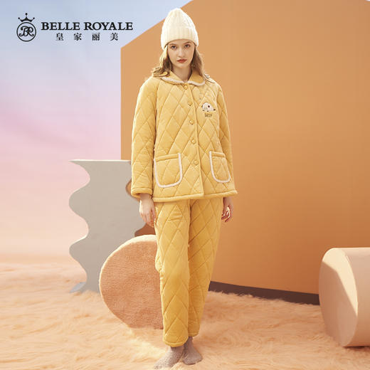 皇家丽美睡衣女100%棉加厚加绒家居服套装JJT9786 商品图1
