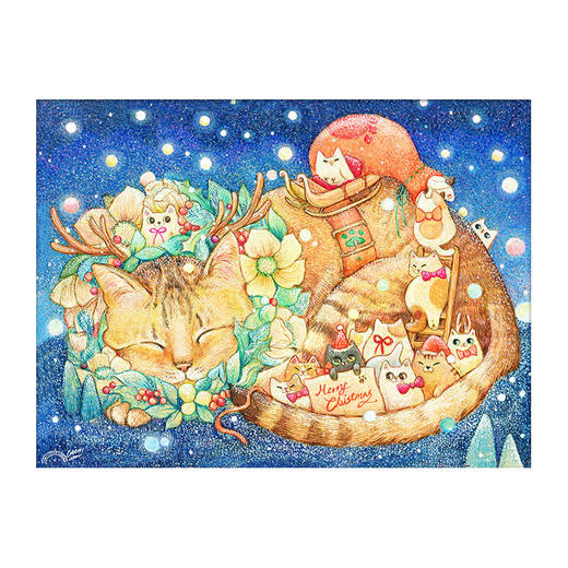 1200片 平面拼图 塑料拼图 H2250 棉花狮-圣诞夜与猫 商品图0