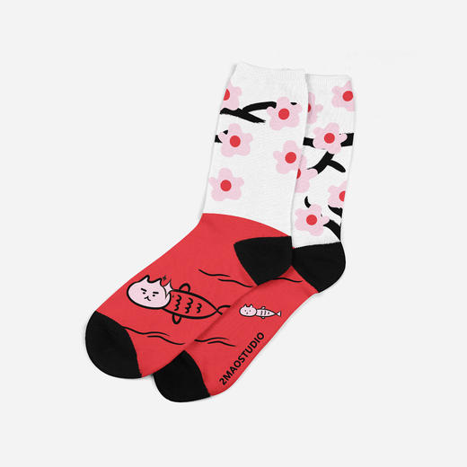 池塘生猫鱼有机棉袜 商品图0