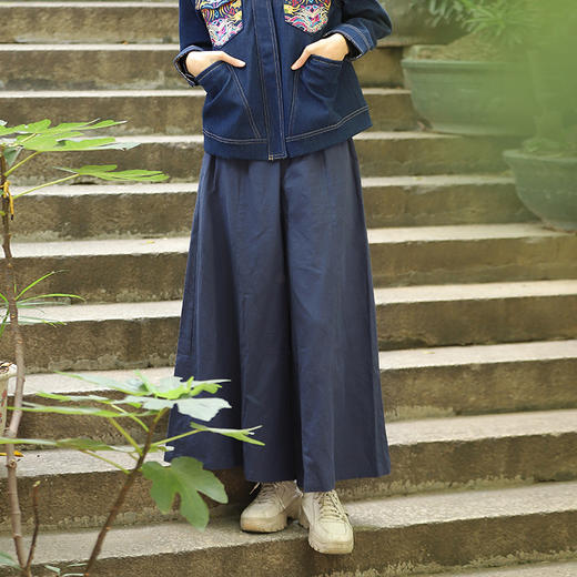 无疆之蓝阔腿裤 | 现货加急发 |棉麻质感舒适透气 商品图5