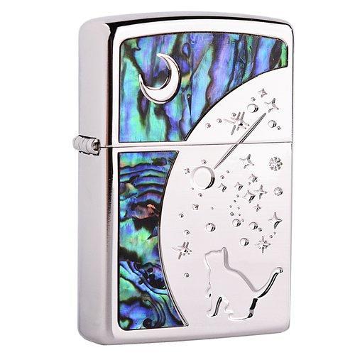 zippo打火机旗舰店 zippo火机 彩贝系列  月夜猫之恋 金色 银色 送男友 商品图0