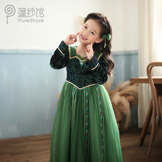 【云优选】pureshare蓬纱馆 安娜公主裙女童冬款洋气丝绒冰雪奇缘儿童森林之歌 商品图5