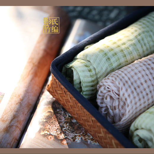 竹染围巾——真丝棉镂空格子 商品图2