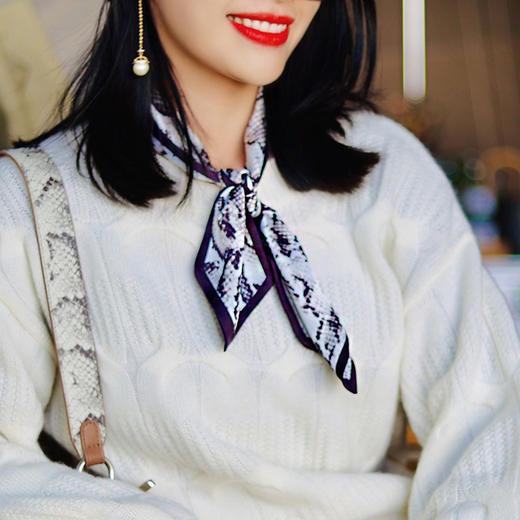 23032  荒漠图腾 蛇纹小丝巾 丝光缎 雾境 商品图0