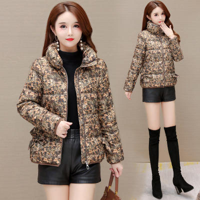 WE- FL-2167M 加厚保暖立领印花白鸭绒羽绒服女短款2021冬装新款修身气质小外套 商品图1